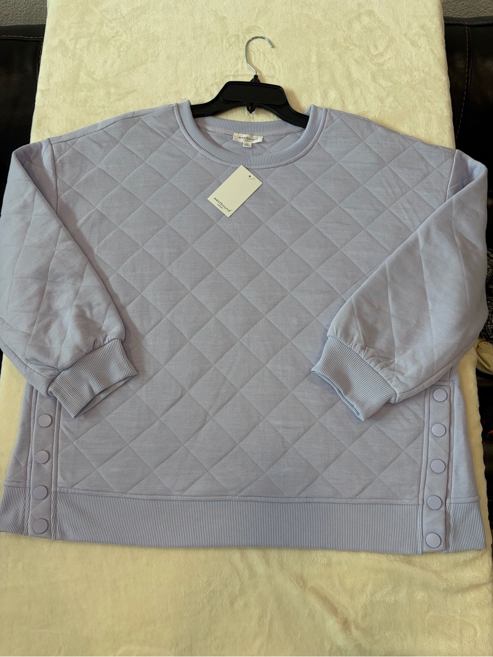 Westbound Quilted Lavender Crewneck Sweatshirt
